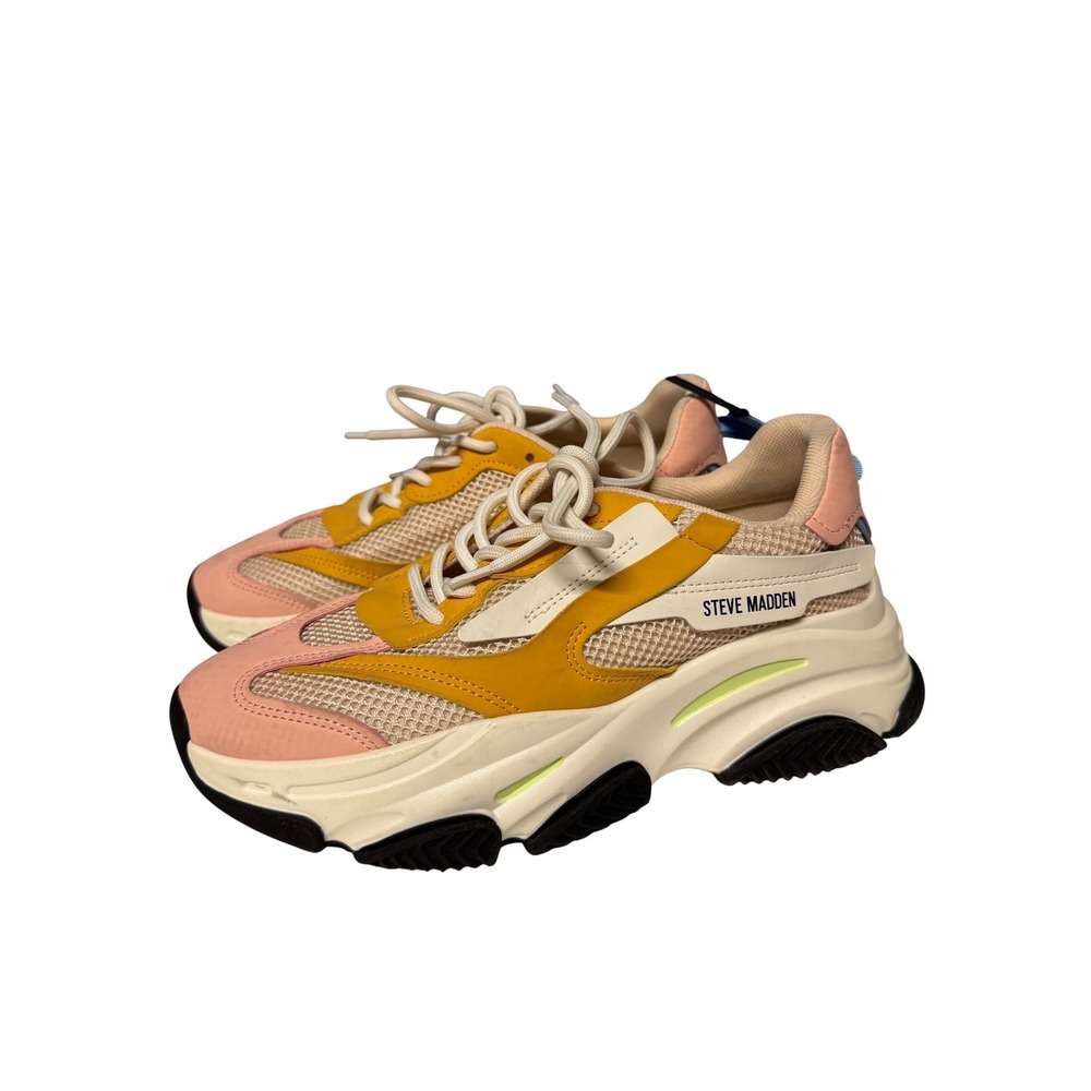 Steve Madden Cliff Multi Color Pink Yellow Chunky Platform Sneakers‎ Womens